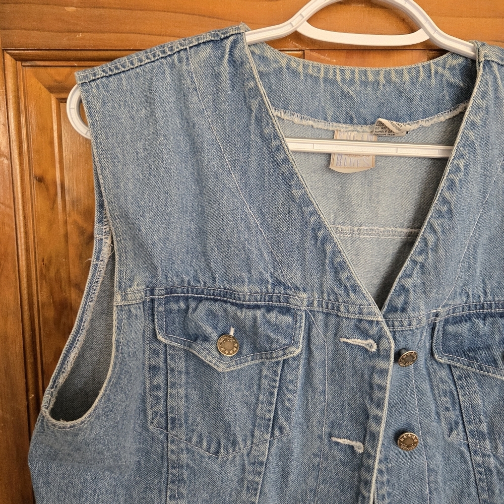 Sugar Blues 100% Cotton Vintage Jean Trucker Vest Womens Sz Large EUC - Picture 3 of 7